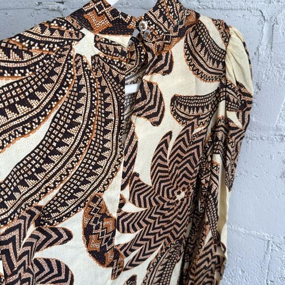 FARM RIO Vintage Patterned Long Sleeve - Yawanawa Banana Blouse - Size XS - NWT - Picture 6 of 8